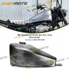 10L Unpainted Motorcycle Petrol Gas Fuel Tank For Kawasaki W650 99-08 00 Silver