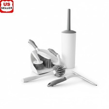 All-in-One Cleaning Brush Set W/ Dustpan Toilet Scrubber Ergonomic Handle New