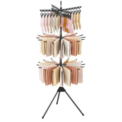 3-Tier Foldable Tripod Clothes Drying Rack with 24 Clips & 32 Rods, 70'' Space Sa