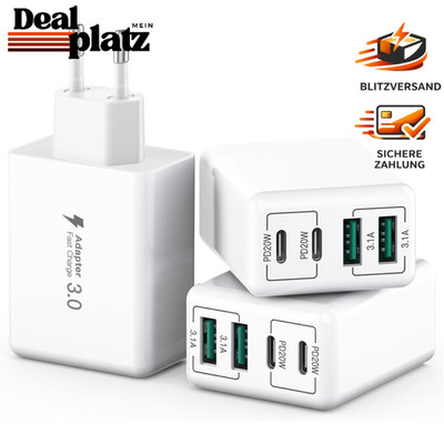 USB C Ladegerät 40W 4-Port Schnellladeblock für iPhone und Samsung