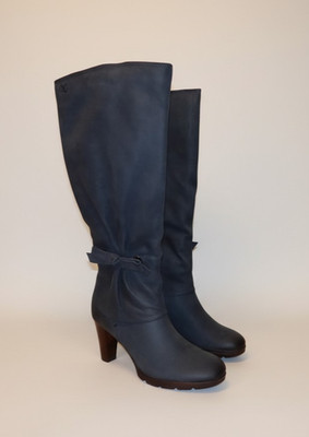 Caprice Stiefel Grau Leder mit Stulpe und Schleife Gr. 5 (38) neu