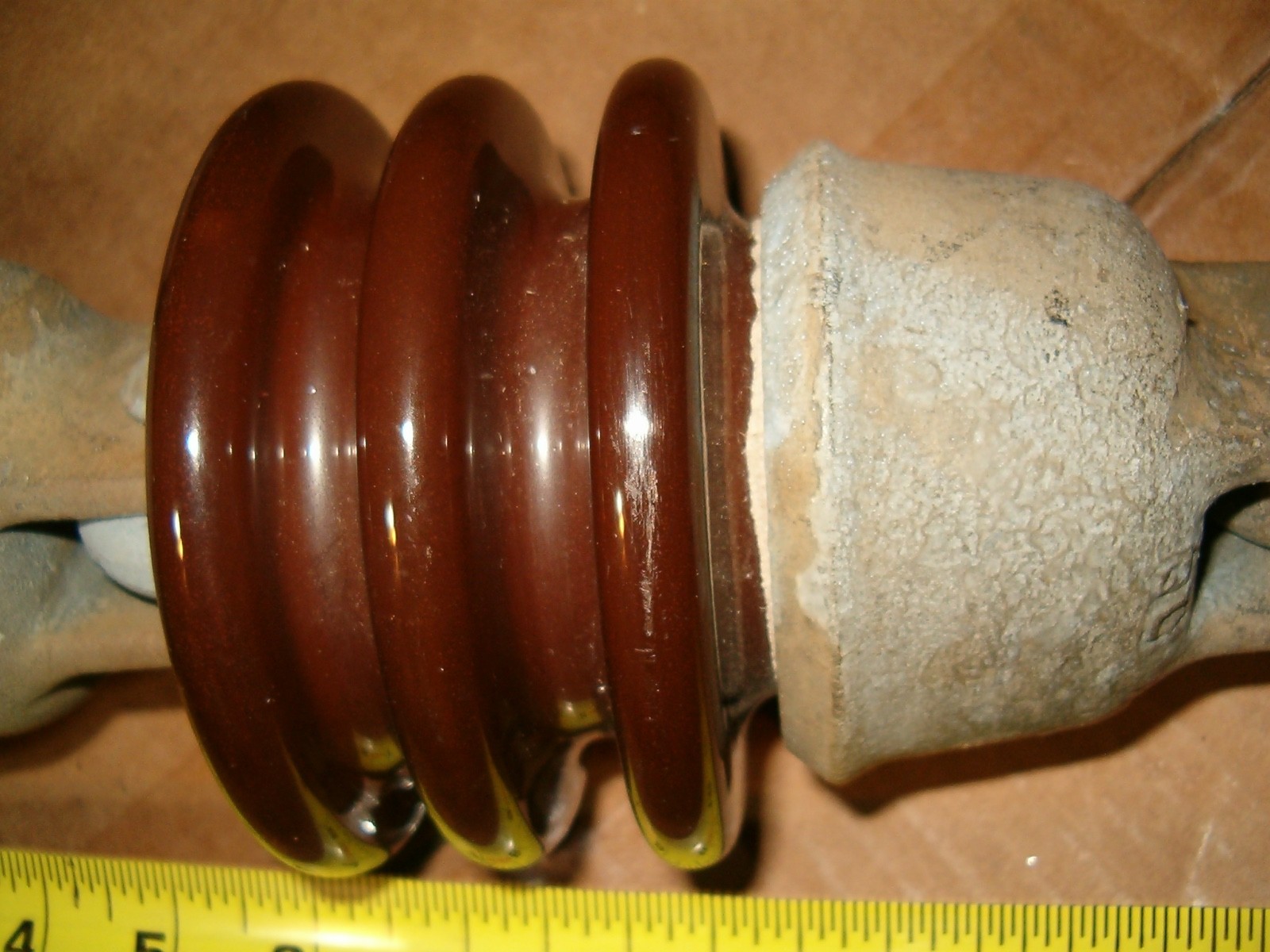 Hanging High Voltage Brown Porcelain Insulator String 10000LB NGK 1966 Japan 15"