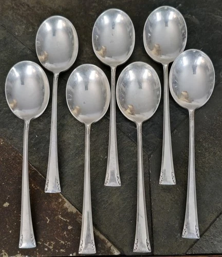 7-Serenity Round Bowl Cream Soup Spoons International Sterling