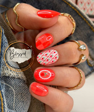 Red Aspen Press On Nails- Pretty & Positive, Palmer Short Almond