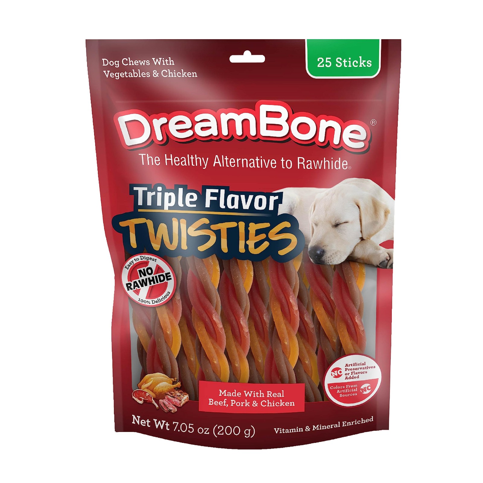 Dreamnbone Triple Flavor Twisties, 25 Count, 7.05 Ounce (Pack of 1) 