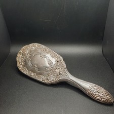 Vintage Ornate Silver Plated Vanity Hair Brush - Victorian Style Repousse Floral