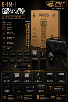 6-in-1 Professional Hair Trimmer Grooming Kit T-Blade Clipper w/ Case
