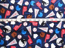 2/3 yd Cotton Fabric "Sports Life" by Robert Kaufman Baseball Items