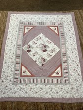 69x84 Quilt Red White With Flowers Used See Description