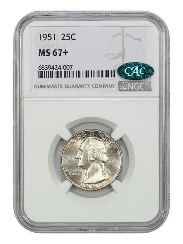 1951 25C NGC/CAC MS67+ - Washington Quarter