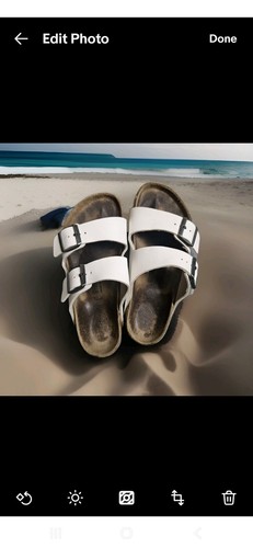 Birkenstock 38 Arizona Slide Sandals Birko-Flor White US 7/7.5 Women's