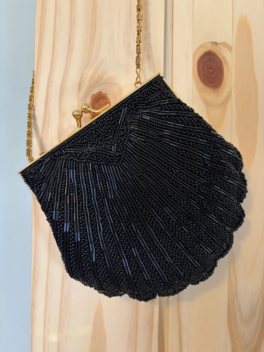 Valerie Stevens Black Backpack with Gold Accents Vintage Valerie Stevens Crossbody Bag Black Leather Purse  main image 3