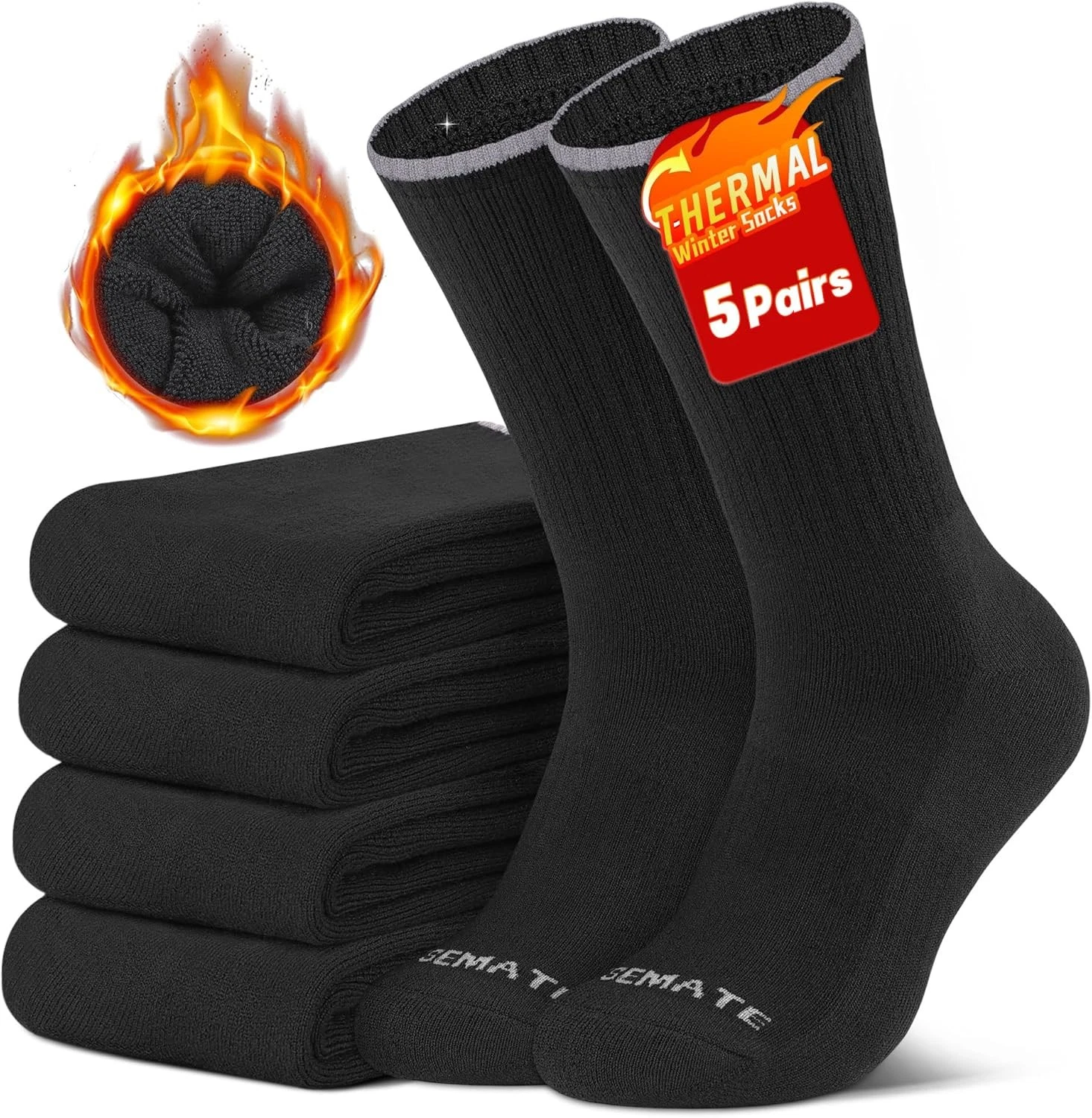 Mens Thermal Winter Crew Socks for Boots Thick and Warm for Cold Weather Work