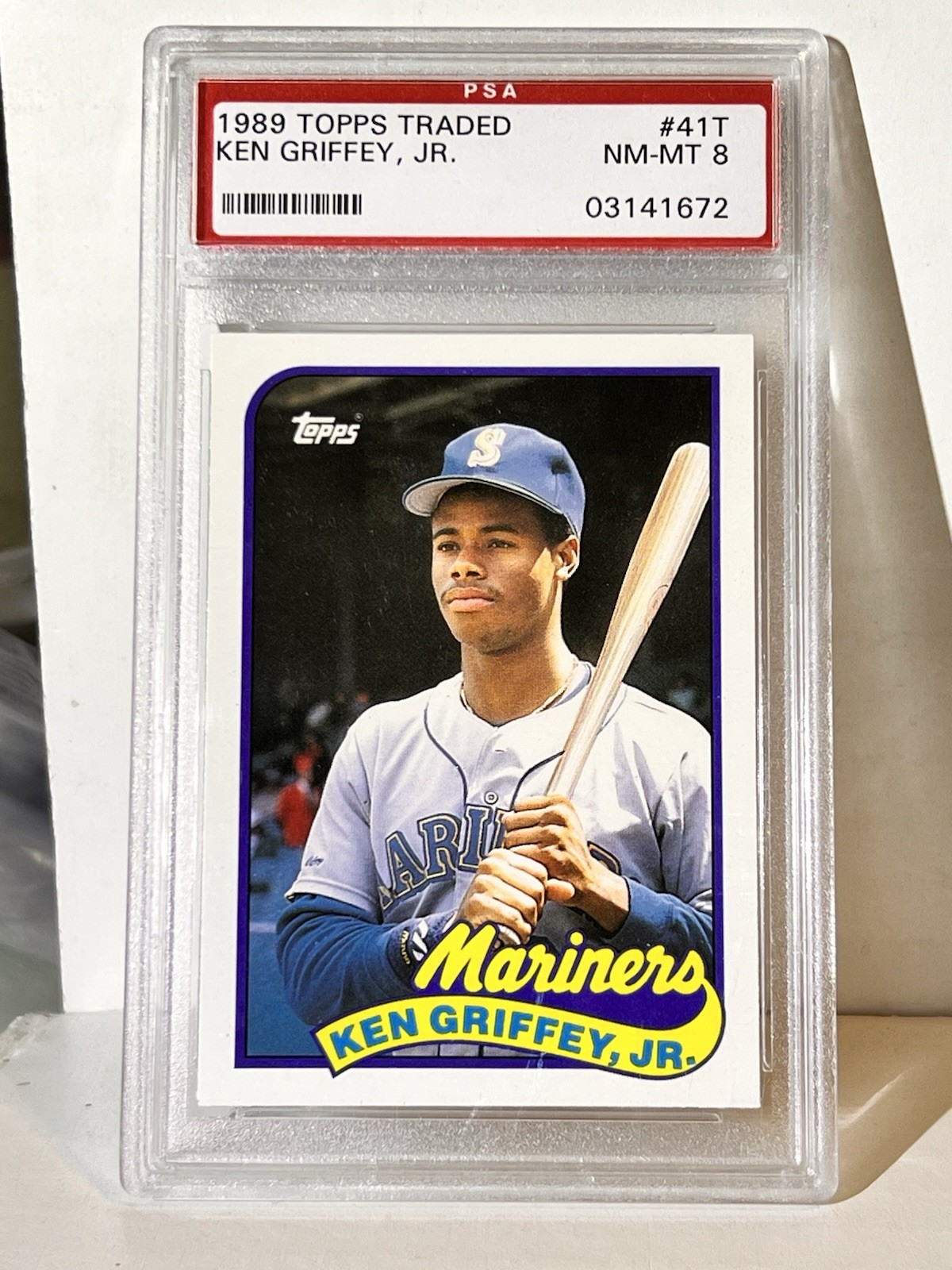 1989 Topps Traded Ken Griffey, Jr. 41T RC Rookie Seattle Mariners PSA 8