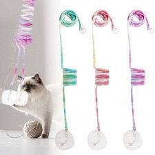 Cat Spring Toy, Self-Play Stretchable Door Hanging Cat Toy with Bell for Indoor