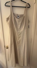 NWT Old Navy fit and flare linen blend tank dress with smocked back, beige, 2x