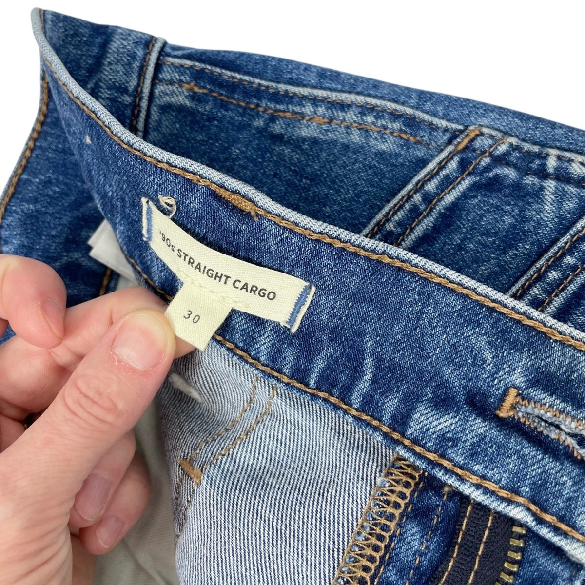 Madewell The '90s Straight cargo Utility Jeans Size 30 blue Densmore Wash View 6