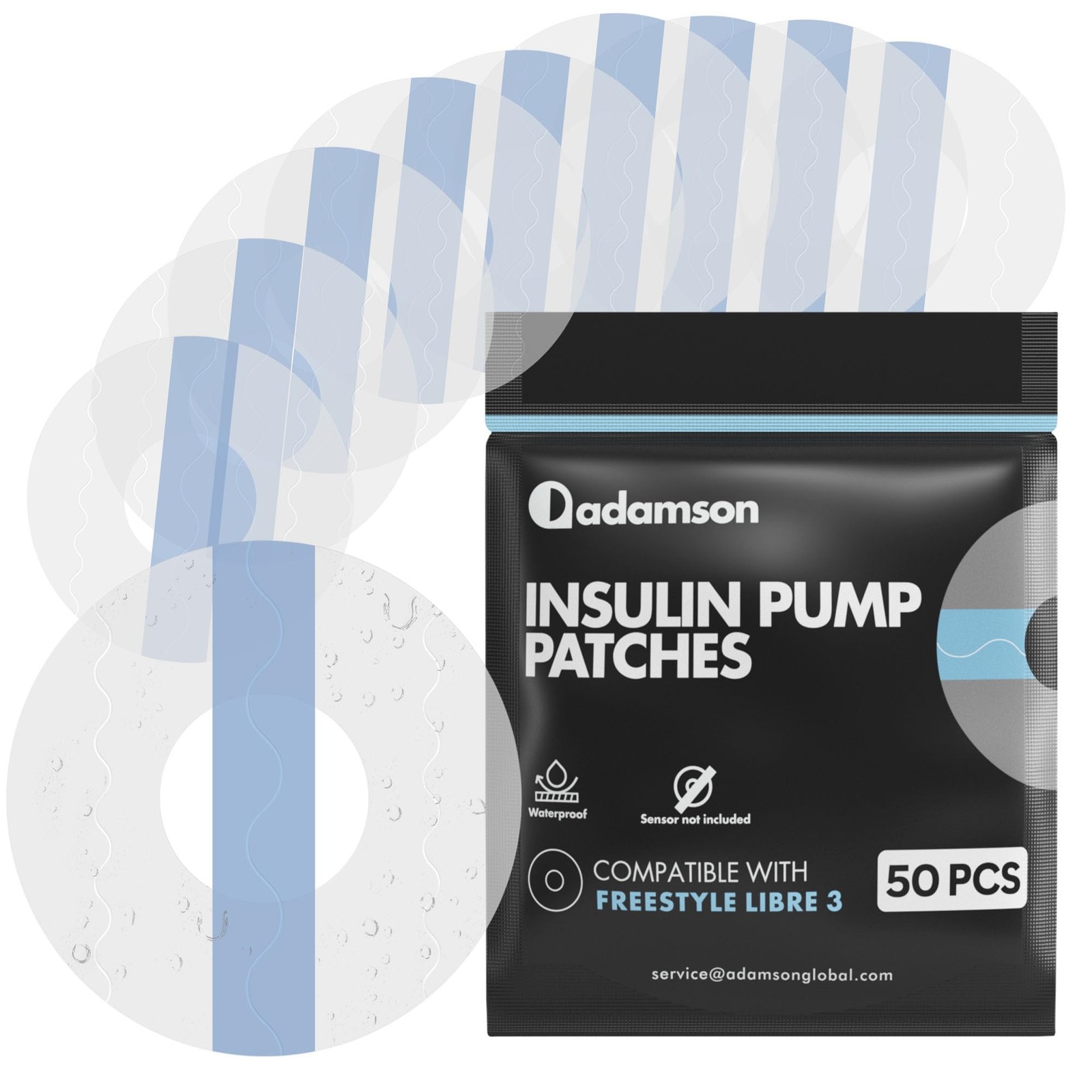 Universal CGM Sensor Patches – 50 Overpatches for Insulin Pumps – Waterproof...