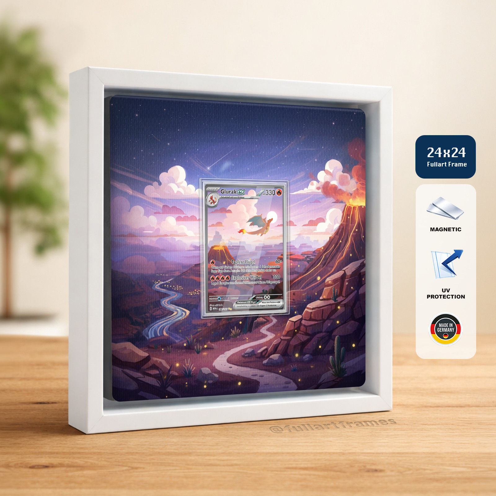 Glurak / Charizard MEW 199 - Cornice portafoto carte Pokemon - tela con cornice