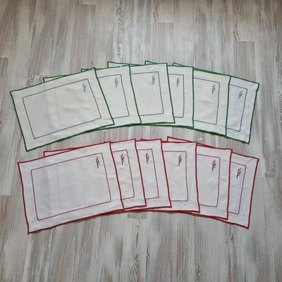Alte  Platzdeckchen 12x  Feines Leinen  Monogramm EF   40x30 cm   VINTAGE   TOP 