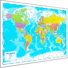 Image of World Map Poster - Large Wall Map of the World – World Map Wall Art Atlas - Perf