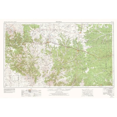 Topographical Map - Sonora Texas Quad - USGS 1954 - Vintage Wall Art