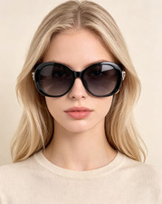 CHANEL CH5478 Oval Sunglasses Black Frame Heart Crystal CC Grey Lens 55  18-140