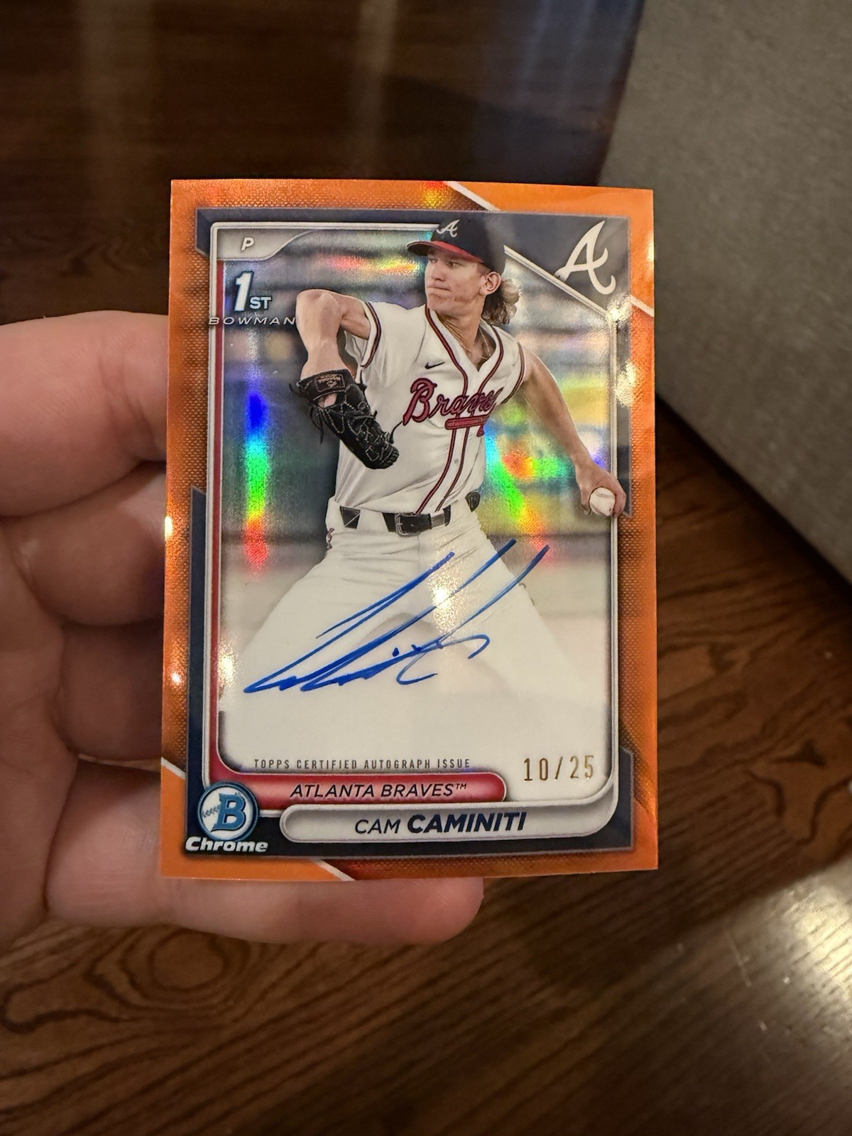 2024 Bowman Draft - Cam Caminiti 1st Chrome AUTO - True Orange Refractor /25