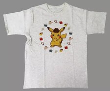 Pokemon T-shirt Pikachu T-shirt White L size "The Return of Detective Pikachu"