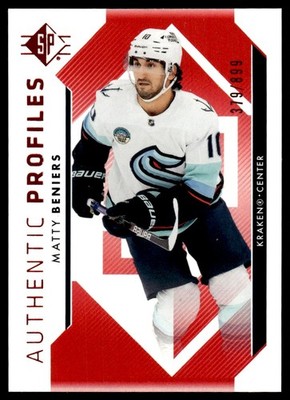 2023-24 SP AUTHENTIC PROFILES RED MATTY BENIERS 319/899 SEATTLE KRAKEN #AP-6