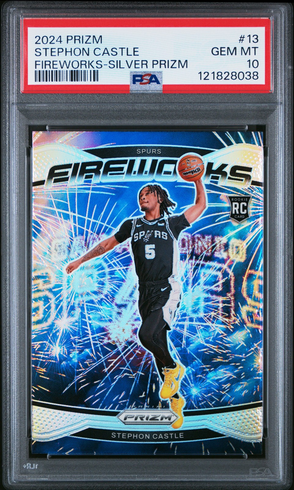 2024 Panini Prizm Fireworks #13 Stephon Castle Fireworks-Silver Prizm PSA 10