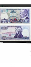 Turkish Lira Discontinued Uncirculated 1000 Bill