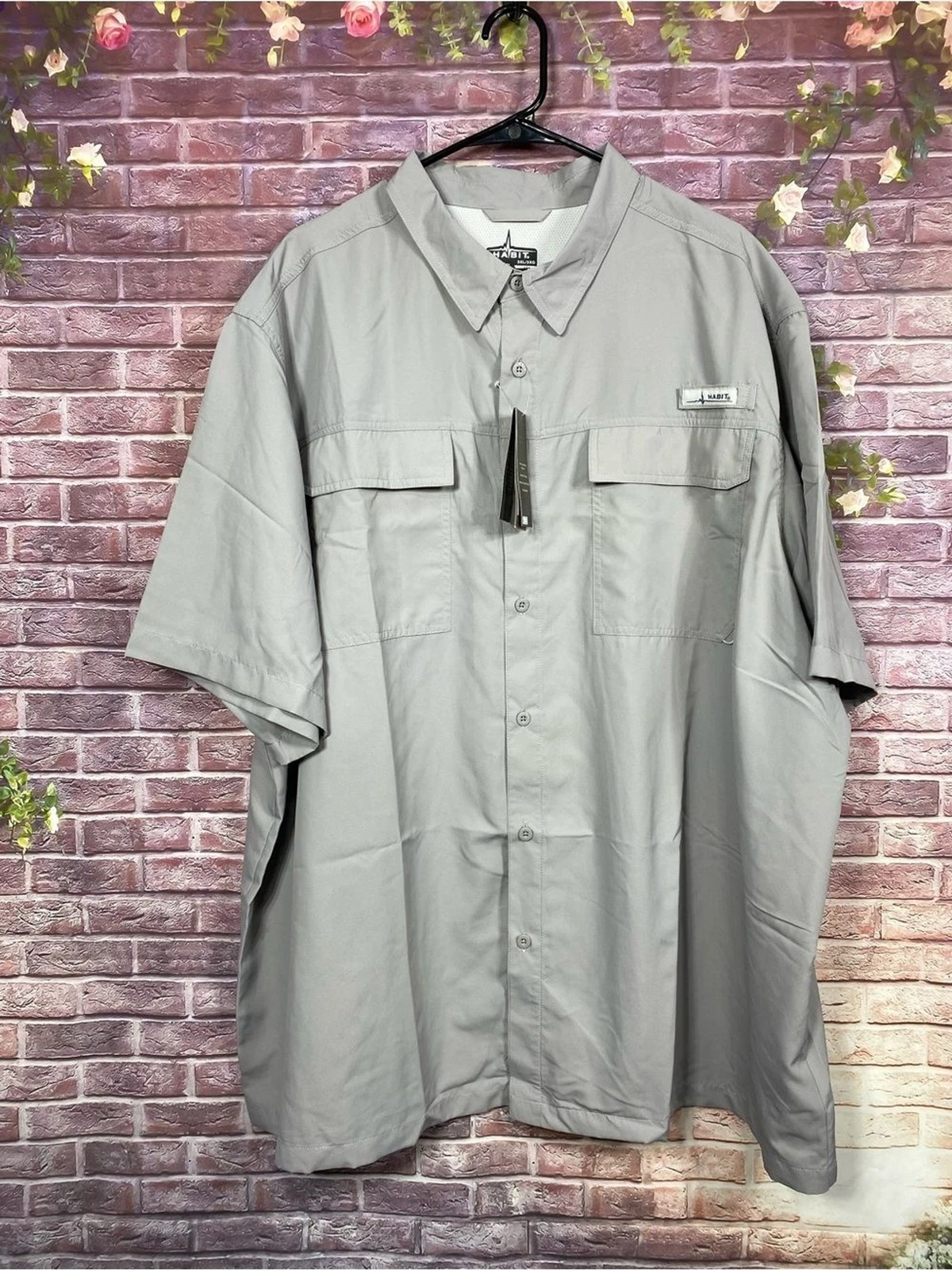 Habit Outdoors Gear Fishing Shirt Mens 3XL Gray UPF 50+ Vented Short Sleeve NWT