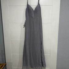 Azazie A6 Bridesmaid Dress Dusty Gray Strapless Chiffon Gray NWT Prom Long