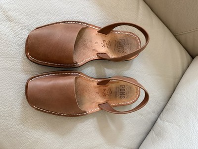Pons Avarca Sandals Womens 11  Handmade Leather Shoes Brown Spain Slingback