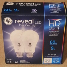 GE Lighting Reveal HD A19 LED Light Bulbs, General Purpose, 60-Watt Replacement,