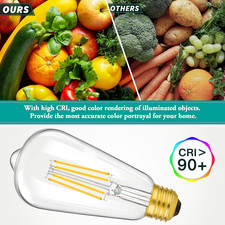 4-Pack Vintage 8W ST64 LED Edison Light Bulbs 100W Equivalent, 1400LM E26 Lig...