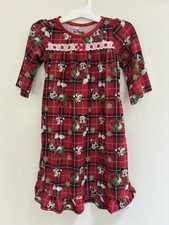 Disney Toddler Girls Minnie Mouse Christmas Ruffle Plaid Fleece Nightgown Red 2T