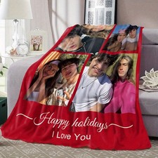 Personalized Custom Photo Flannel Throw Blanket Couple Gifts for Boyfriend❀