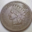 1874 Indian Head Cent Penny IH Copper Nice Xf/au