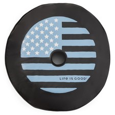 Life Is Good. Minimal Flag Circle Rearview Camera Tire Cover True Black 32