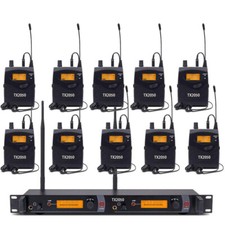 10 Receivers Wireless In Ear Monitor System Pro Audio UHF 2 channel Stage Studio