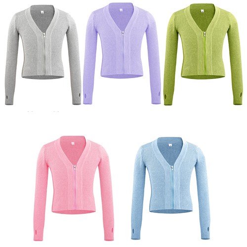 Kids Girls Cardigan Ballet Warp Sweater Shrug Solid Color Top Gymnastic Jacket