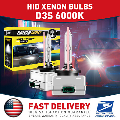 2X New OEM D3S 66340 6000K WHITE BRIGHT 35W HID XENON LIGHT BULBS SET HEADLIGHTS