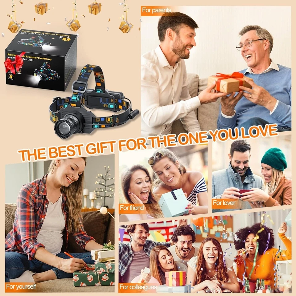 Headlamp Rechargeable, Bright LED Head Lamp with White Red Light, LED Headlam... - Image 4 of 4