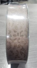 MEMBER'S MARK PREMIUM WIRED RIBBON 1.5"X50 YD, TAUPE GOLD/GLITTER CHEETAH NEW