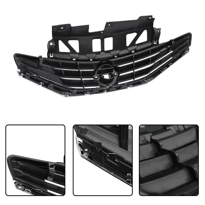 For 2014-2016 17 Nissan Versa Note Front Upper Bumper Grille Grill w/Chrome Trim - Image 4 of 4