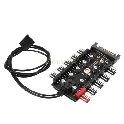 PC 1 to 10 Cooling Fans Hub Splitter 12V PWM Sata Power Suppply Speed Controller