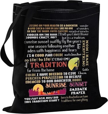 #ad Fiddler Roof Quotes Tote Bag Broadway Musical Gifts Theater Canvas Black $19.69