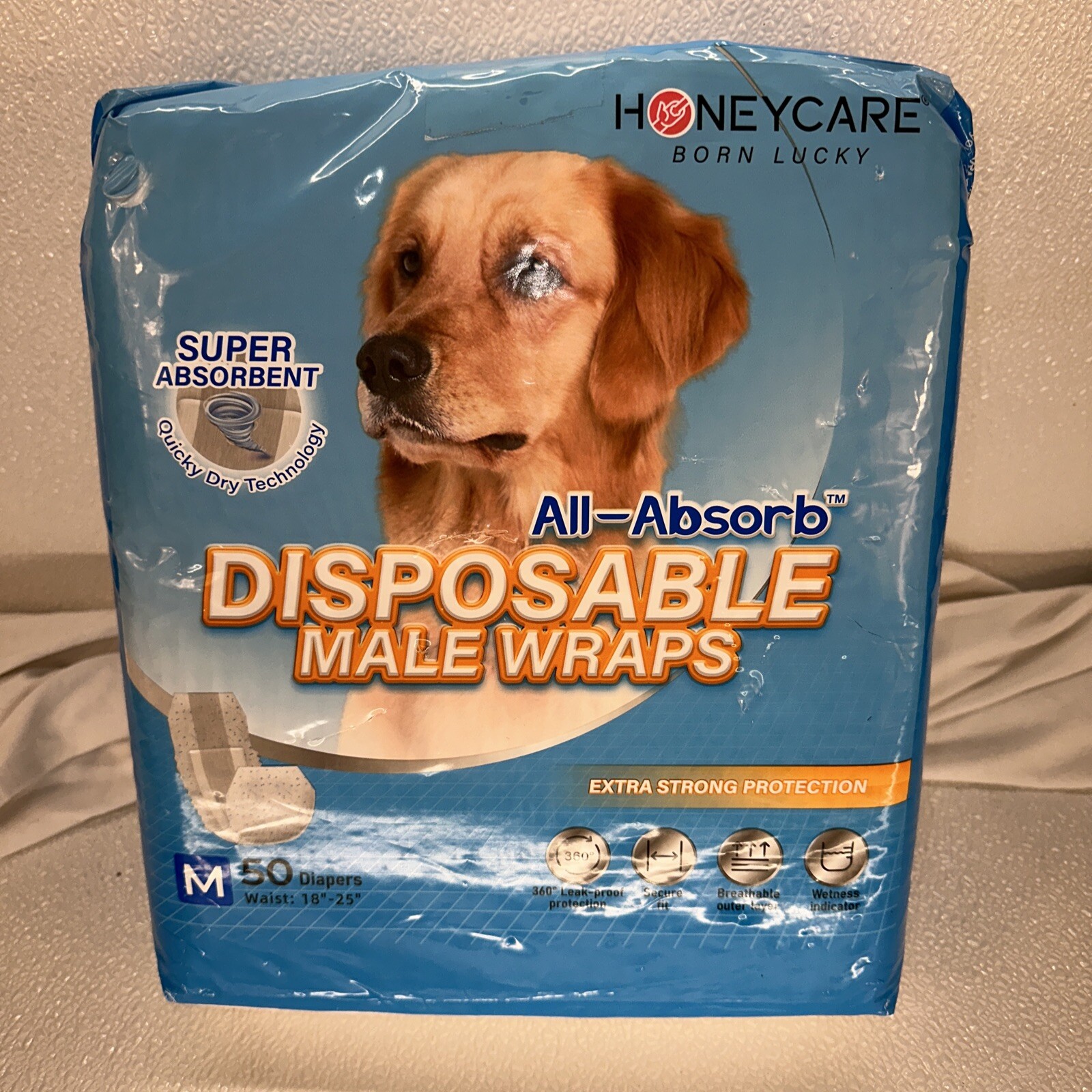 AllAbsorb A25 Male Dog Wrap, 50 Count, Medium , (Pack of 50) White
